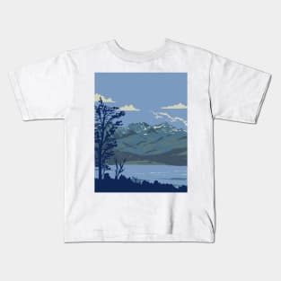 Tierra del Fuego National Park with Fagnano Lake Argentina WPA Art Deco Poster Kids T-Shirt